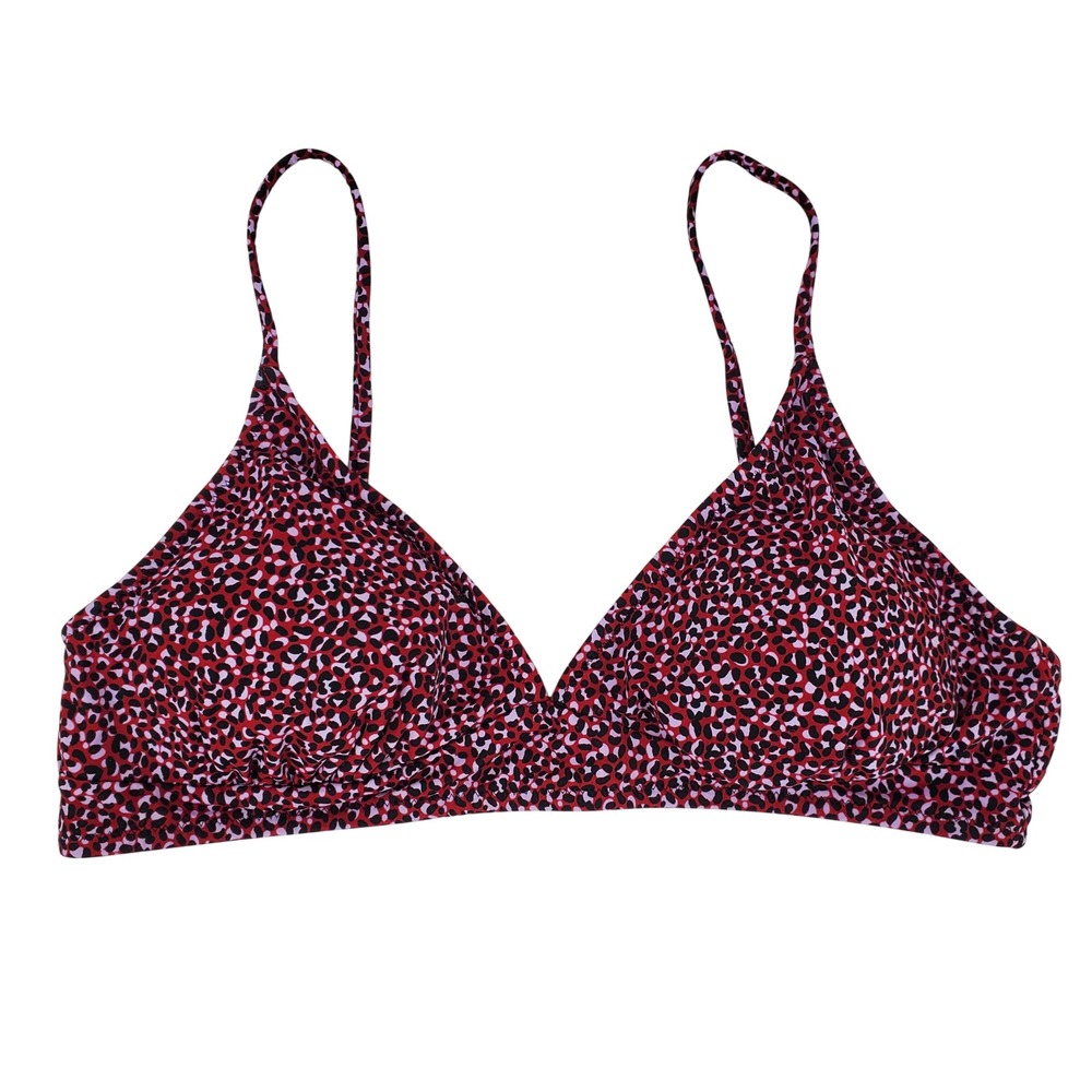 Amazon Essentials Triangle Bikini Top XXL Brick Red Leopard UPF 50+ Adjustable‎